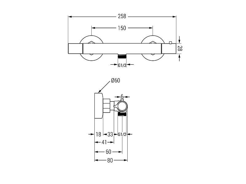 Mexen Carl exposed shower set with rain shower and Slim thermostatic shower mixer, chrome - 77105240-00