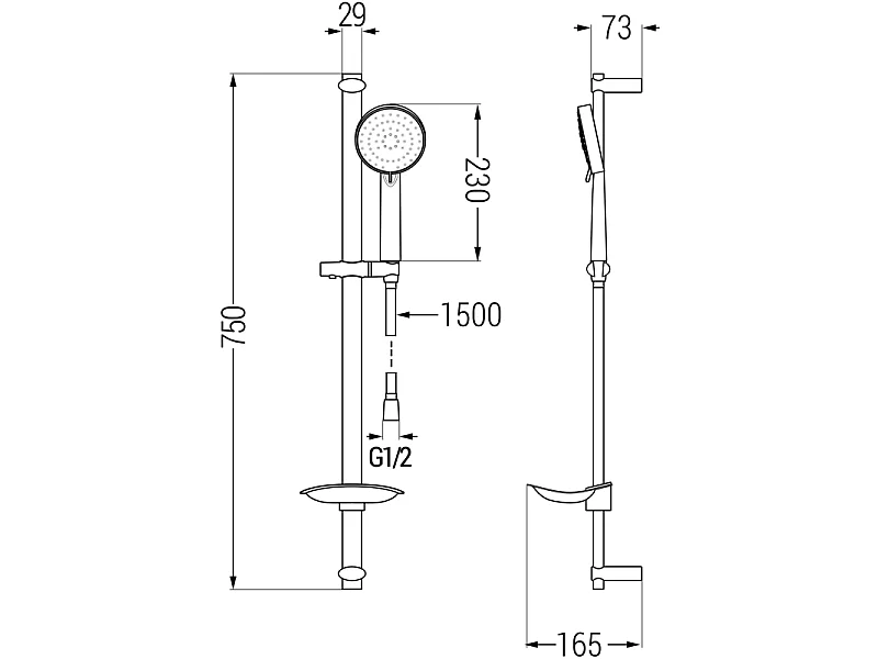 Mexen DB75 ensemble de douche coulissant, chromé - 785754584-00