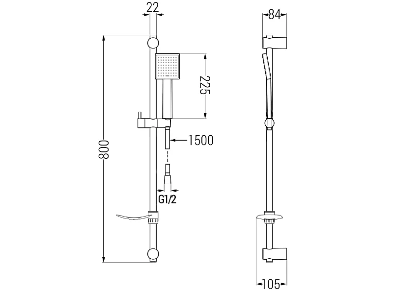 Mexen DF45 ensemble de douche coulissant, chromé - 785454582-00