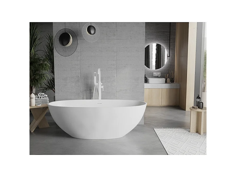 Mexen Bari baignoire autoportante en conglomérat 165 x 75 cm, blanc mat - 57221657500
