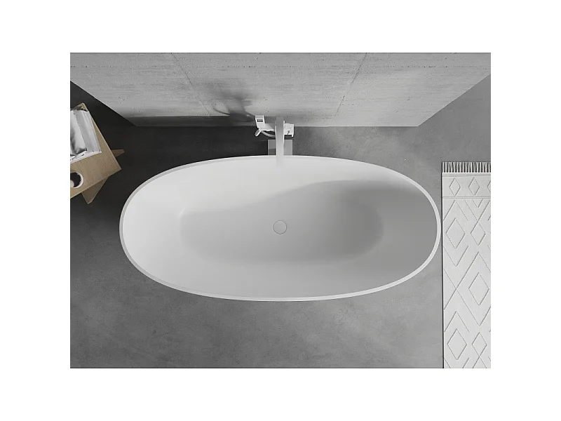 Mexen Bari baignoire autoportante en conglomérat 165 x 75 cm, blanc mat - 57221657500