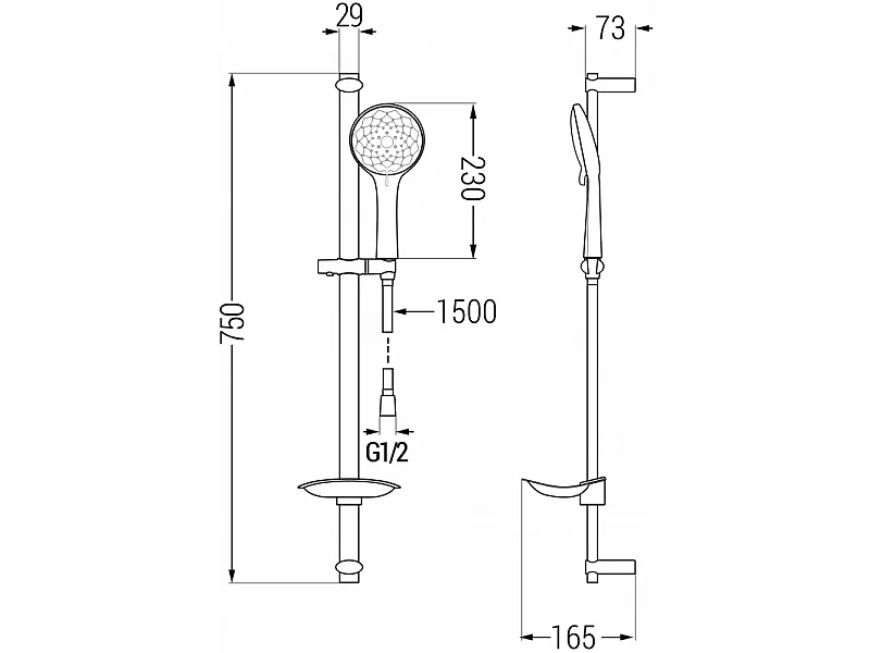 Mexen DB74 ensemble de douche coulissant, chromé - 785744584-00