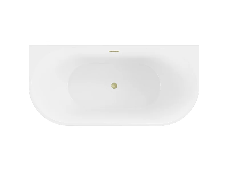 Mexen Oval Freestanding Wall Bathtub 180 x 80 cm, White, Brushed Gold Overflow - 52671808000-55