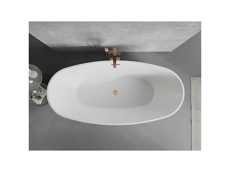 Mexen Lira vrijstaande badkuip patroon 170 x 80 cm, wit, overloop geborsteld koper - 52831708000-65