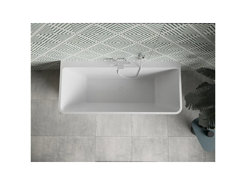 Mexen Volta freestanding wall-mounted bathtub 170 x 75 cm, white/black, white overflow - 51131707575-20