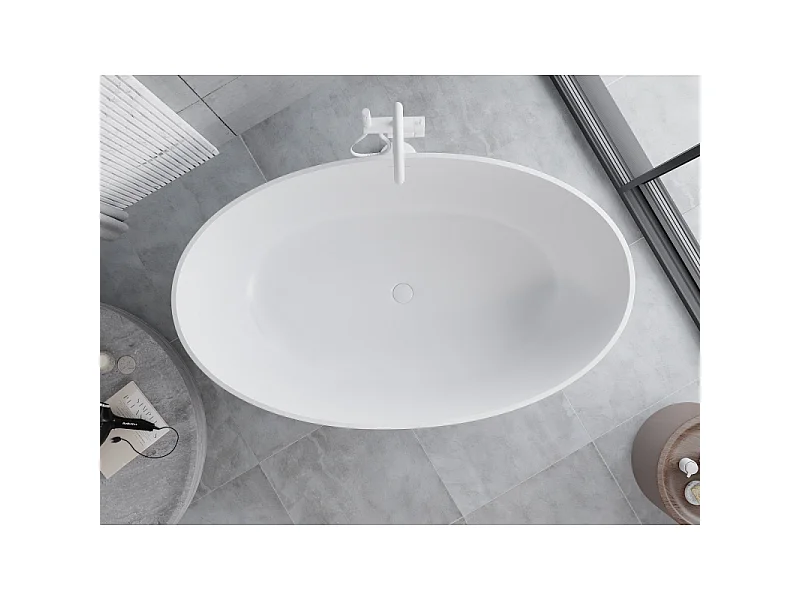 Mexen Parma vrijstaande badkuip van conglomerate 160 x 95 cm, witte mat - 57231609500