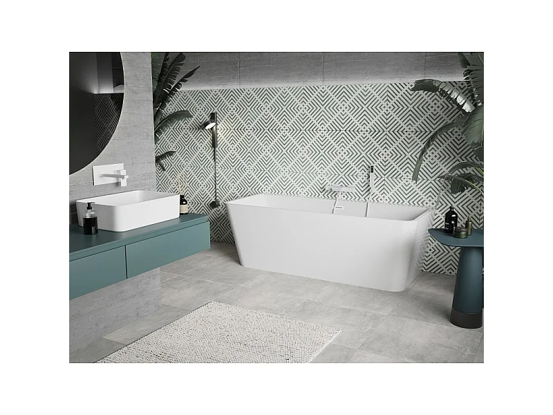 Mexen Volta wall-mounted bathtub 170 x 75 cm, white, overflow white - 51131707500-20