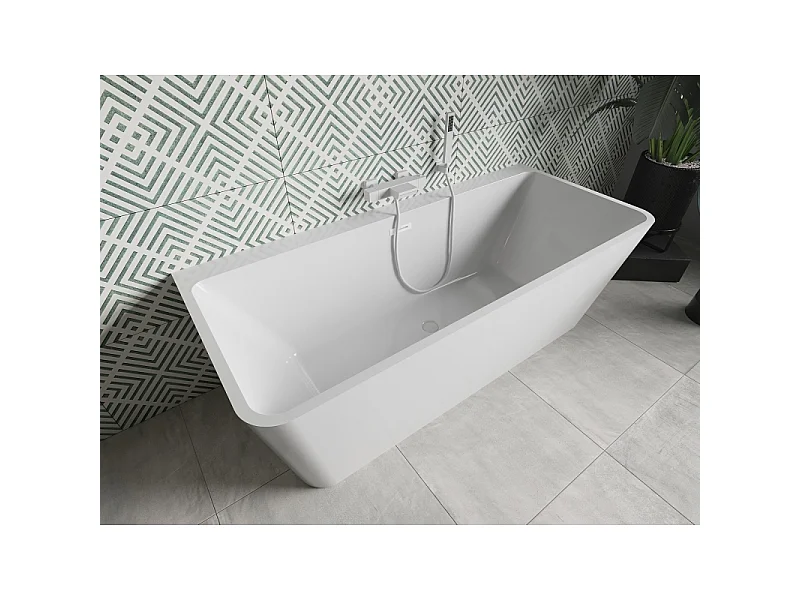 Mexen Volta wall-mounted bathtub 170 x 75 cm, white, overflow white - 51131707500-20