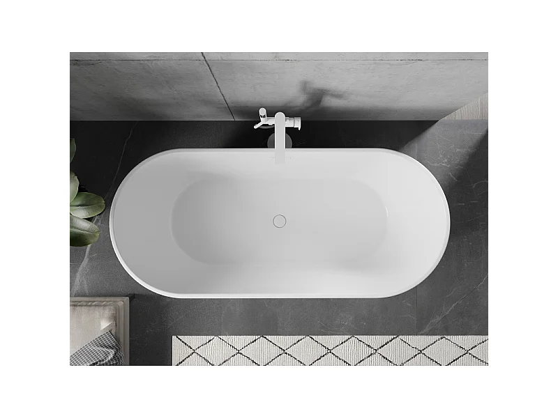 Mexen Flavia baignoire autoportante 150 x 75 cm, blanc/noir, trop-plein blanc - 54031507575-20