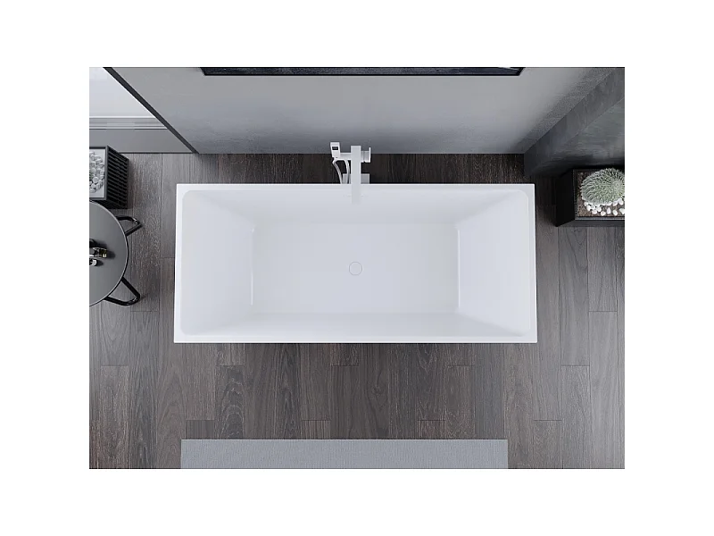 Mexen Lita freistehende Badewanne 170 x 75 cm, weiß/schwarz, weißer Überlauf - 52121707575-20