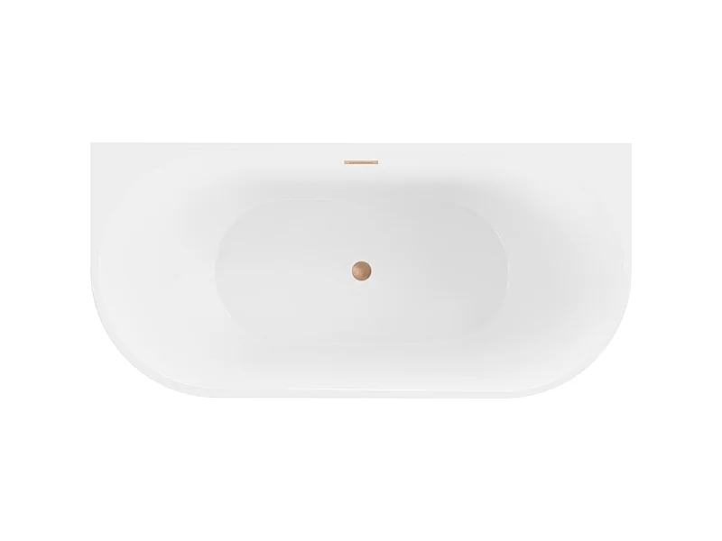 Mexen Oval freestanding wall-mounted bathtub 180 x 80 cm, white/black, brushed copper overflow - 52671808075-65