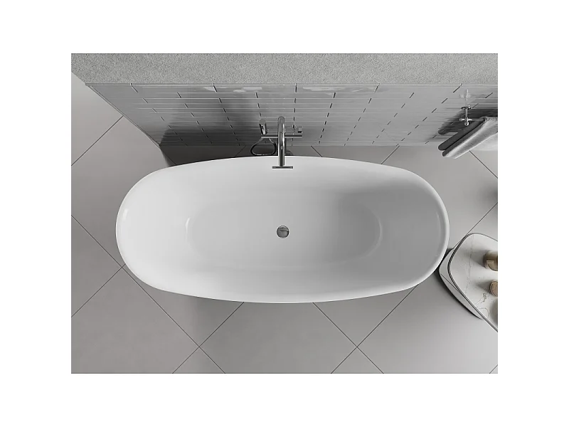 Mexen Luvo Slim baignoire autoportante 170 x 75 cm, blanche, trop-plein chromé - 52801707500-01