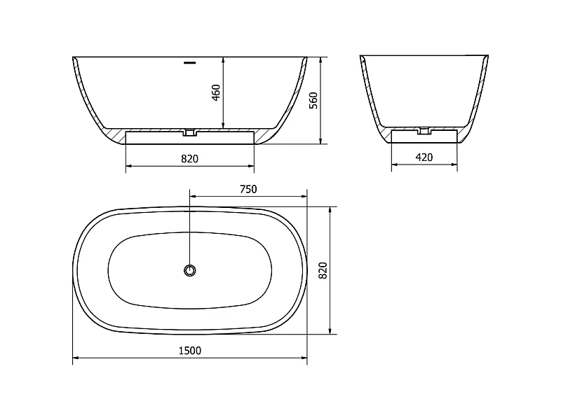 Mexen Como vrijstaand ligbad van conglomeratie 150 x 82 cm, beton mat - 57311508261