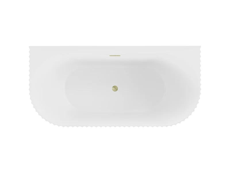 Mexen Sella baignoire autoportante murale rainurée 170 x 80 cm, blanc mat, trop-plein or brossé - 52711708001-55