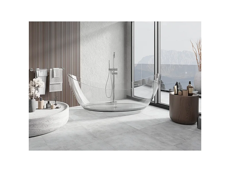 Mexen Vea baignoire autoportante transparente 180 x 80 cm, bouchon chrome - 58091808008
