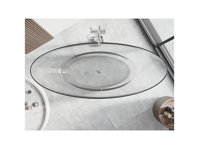 Mexen Vea baignoire autoportante transparente 180 x 80 cm, bouchon chrome - 58091808008