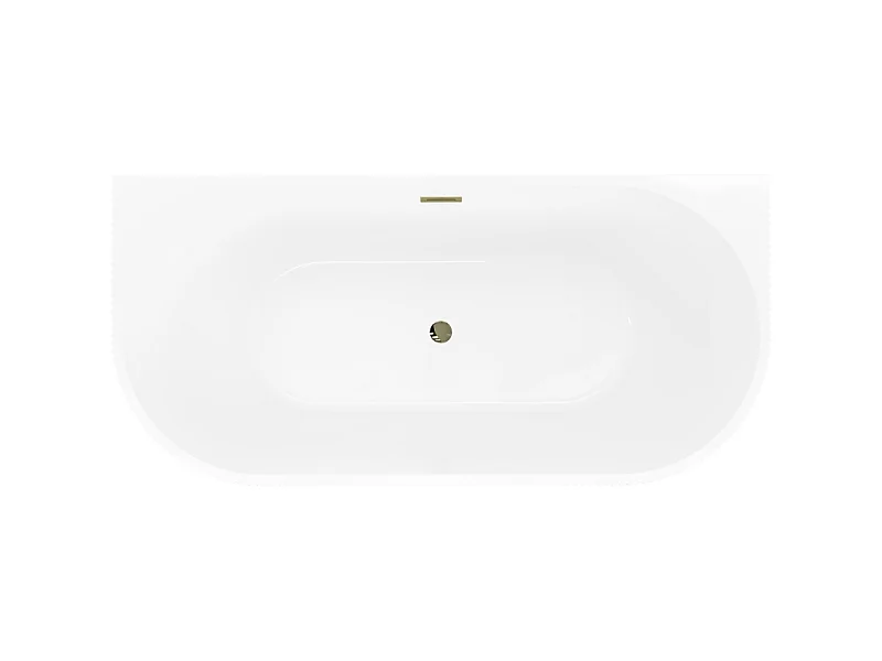 Mexen Oris freestanding wall bathtub fluted 170 x 80 cm, white, gold brushed overflow - 52871708000-55