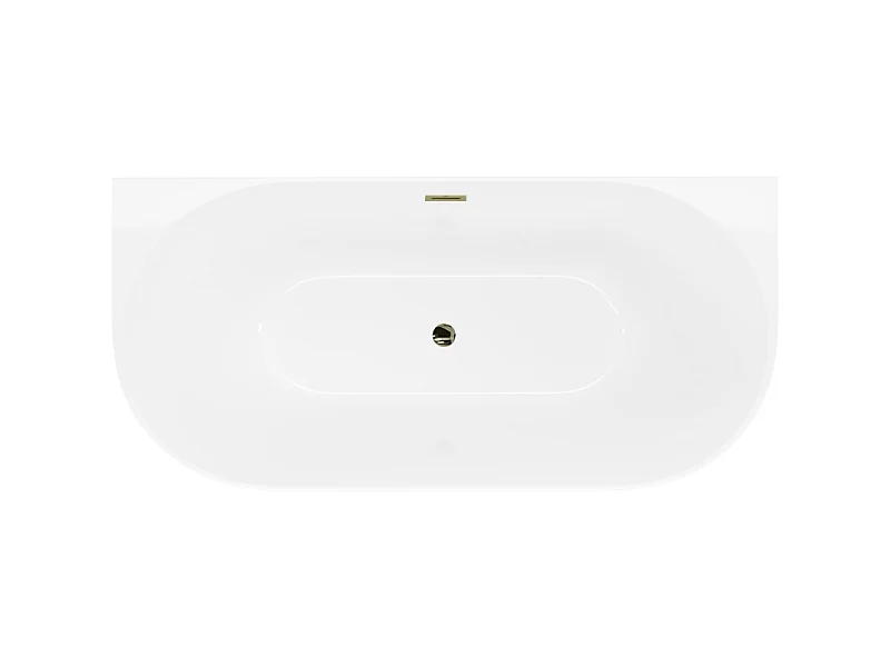 Mexen Oval Slim banheira de canto independente 170 x 80 cm, branca, transbordo dourado - 52661708000-50