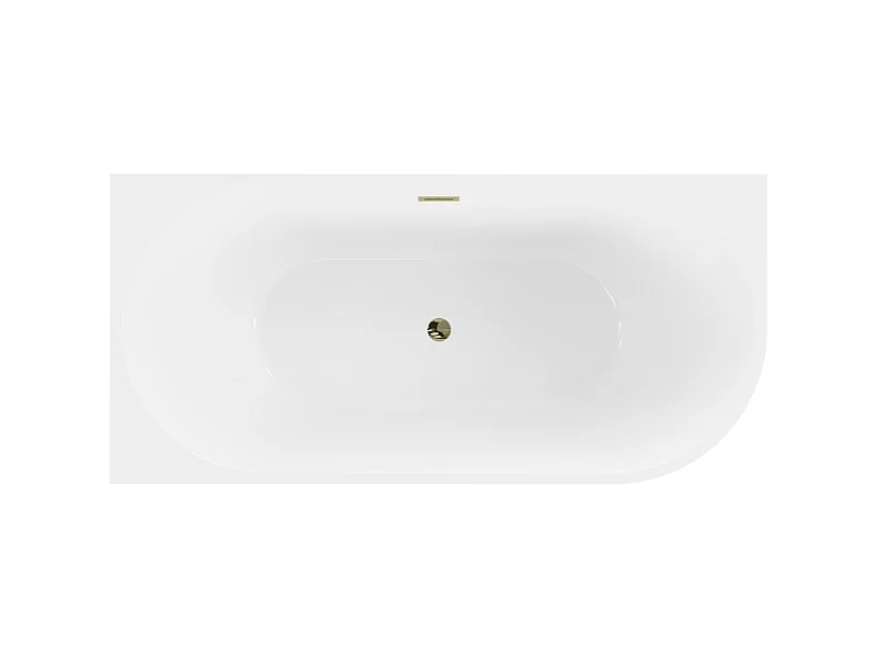Mexen Mia freestanding corner left bathtub 140 x 75 cm, white, gold overflow - 52691407500L-50