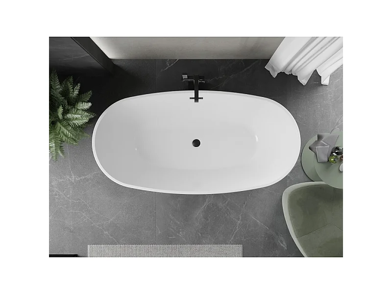 Mexen Eris Samostoječa kad 155 x 80 cm, bela/črna, črn preliv - 53441558075-70
