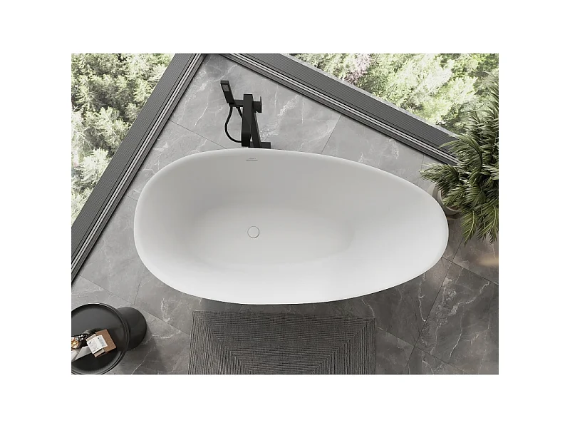 Mexen Milano freestanding bathtub made of conglomerate 170 x 86 cm, white matt - 57301708500