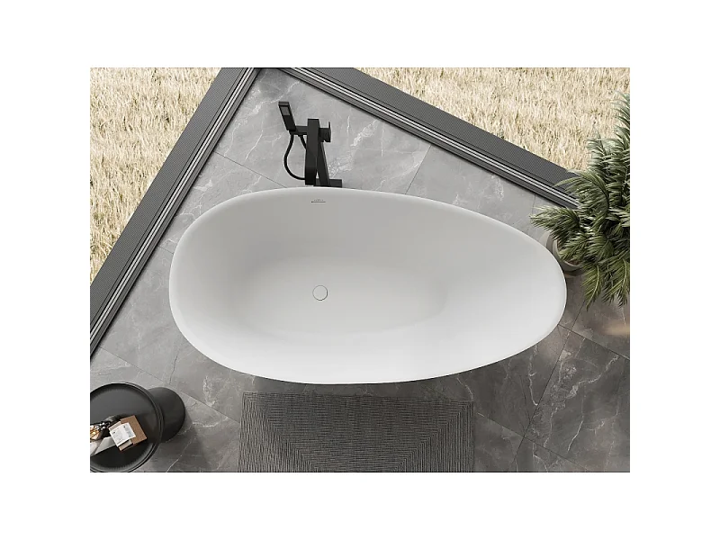 Mexen Milano freestanding bathtub made of conglomerate 170 x 86 cm, white matt - 57301708500
