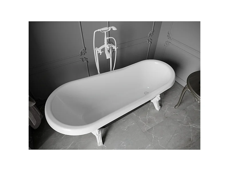 Mexen Retro baignoire autoportante 170 x 75 cm, blanche/noire, pieds blancs - 53251707575-20