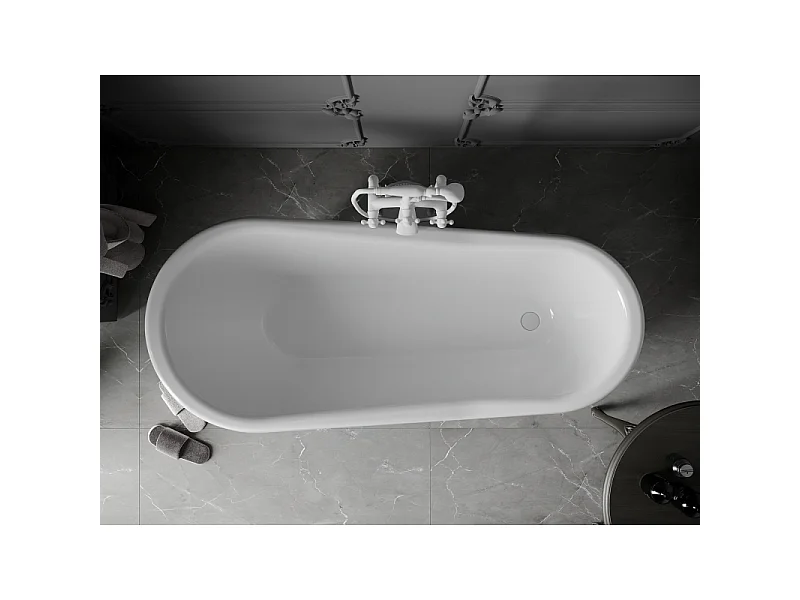 Mexen Retro baignoire autoportante 170 x 75 cm, blanche/noire, pieds blancs - 53251707575-20
