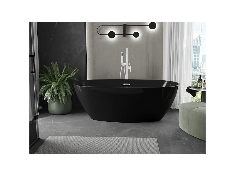 Mexen Eris baignoire autoportante 170 x 80 cm, noire, trop-plein blanc - 53441708070-20