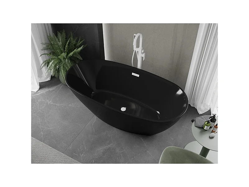 Mexen Eris baignoire autoportante 170 x 80 cm, noire, trop-plein blanc - 53441708070-20