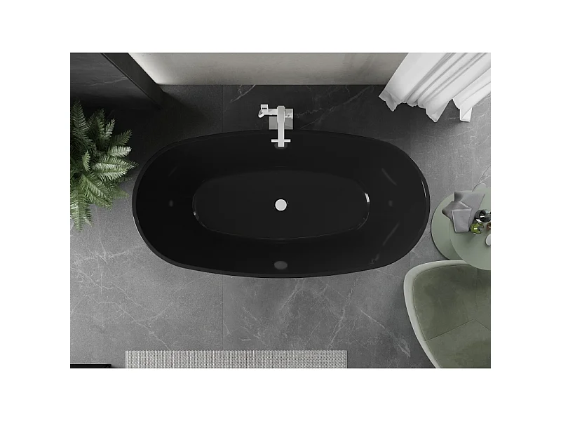 Mexen Eris baignoire autoportante 170 x 80 cm, noire, trop-plein blanc - 53441708070-20