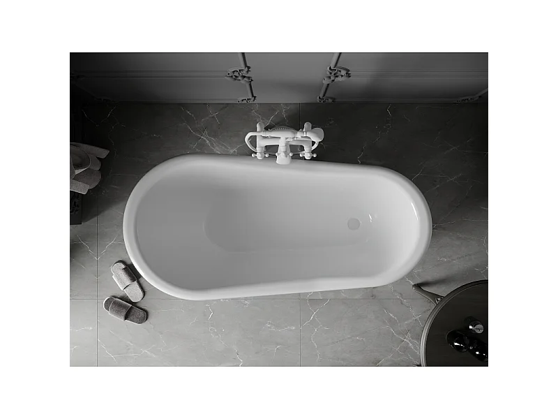 Mexen Retro samostoječa kad 150 x 73 cm, bela/črna, bele noge - 53251507375-20