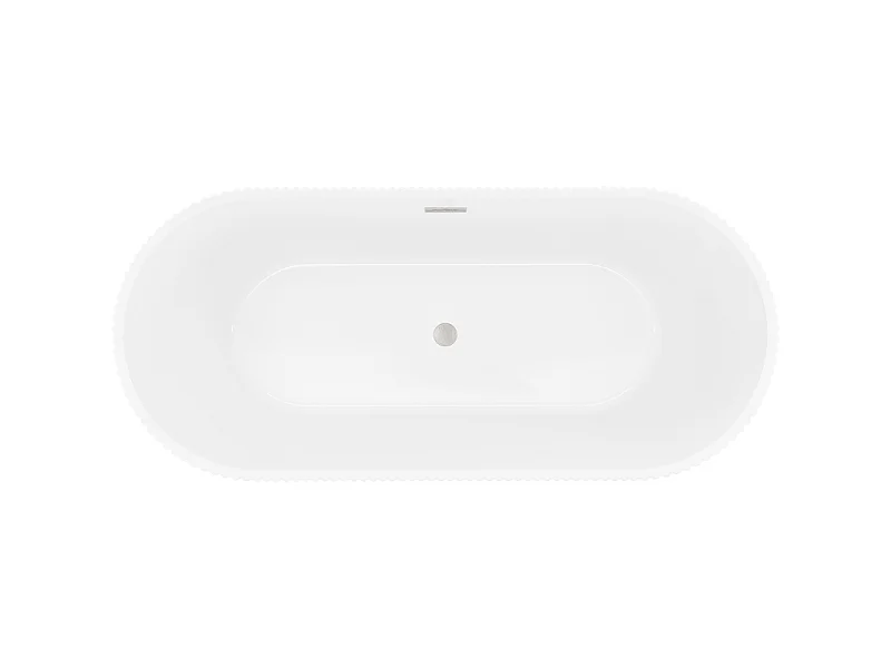 Mexen Yara fritstående rillet badekar 170 x 75 cm, hvid/sort, overløb børstet nikkel - 52861707575-97