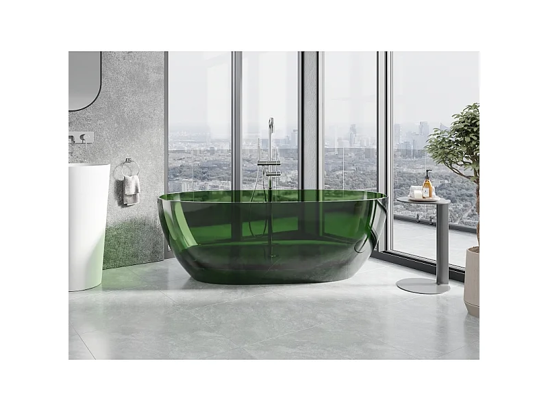 Mexen Pure forest vrijstaande transparante badkuip 170 x 80 cm, chrom stop - 58071708002