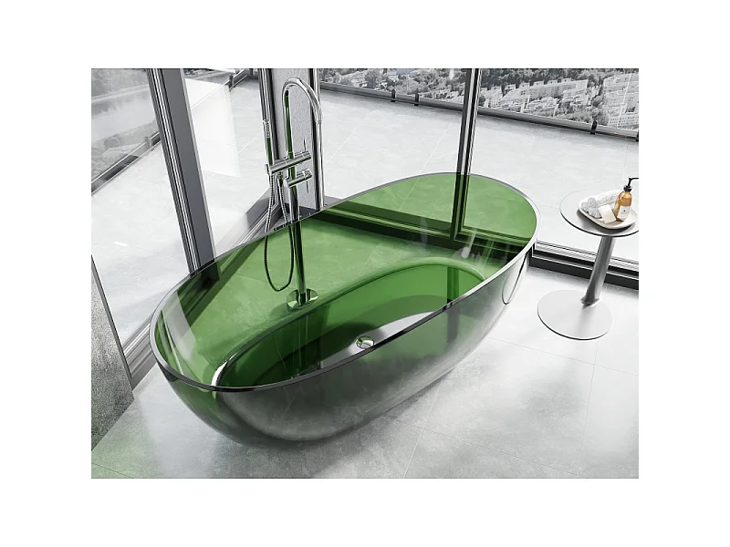 Mexen Pure forest vrijstaande transparante badkuip 170 x 80 cm, chrom stop - 58071708002