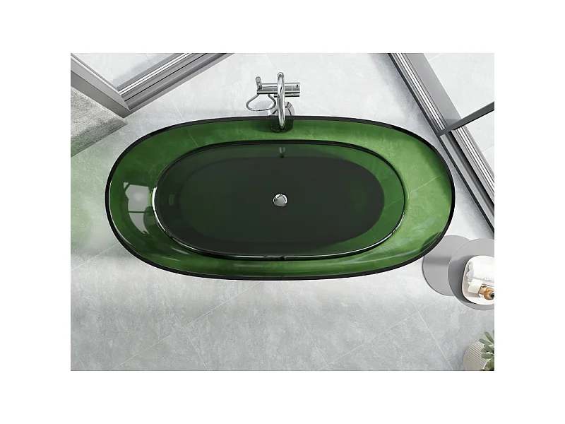 Mexen Pure forest vrijstaande transparante badkuip 170 x 80 cm, chrom stop - 58071708002
