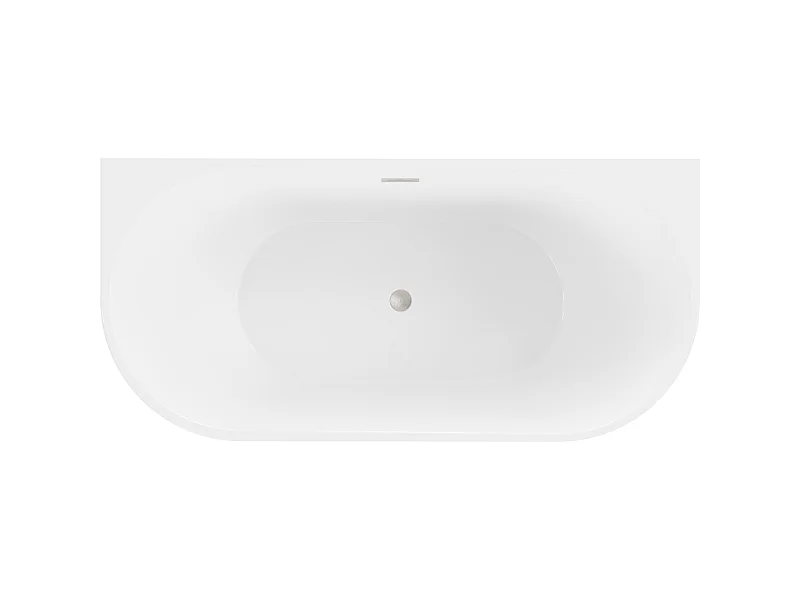 Mexen Oval fritstående badekar til vægmontering 170 x 80 cm, hvid, overløb børstet nikkel - 52671708000-97