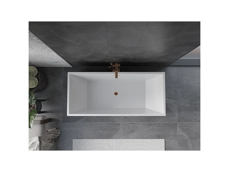 Mexen Vigo freestanding bathtub 178.5 x 80 cm, white/black, rose gold overflow - 51251788075-60