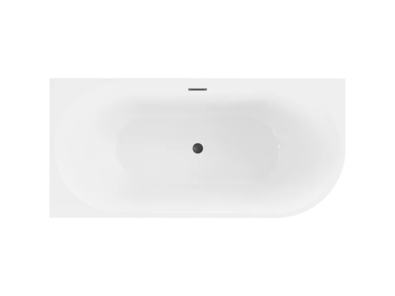 Mexen Mia freestanding corner bathtub left 140 x 75 cm, white, black overflow - 52691407500L-70