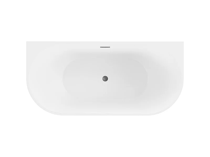 Mexen Oval freestanding wall-mounted bathtub 160 x 80 cm, white, brushed gun gray overflow - 52671608000-66