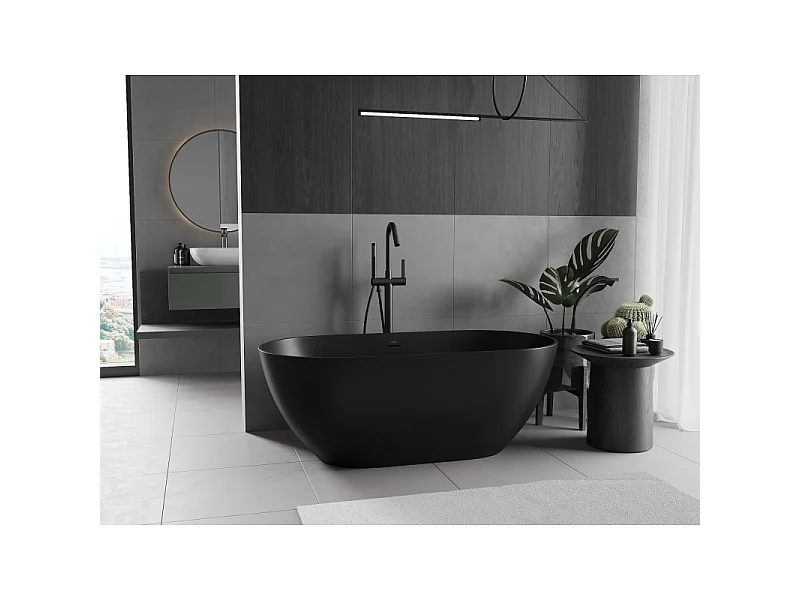Mexen Rimini baignoire autoportante en conglomérat 150 x 75 cm, noir mat - 57241507570