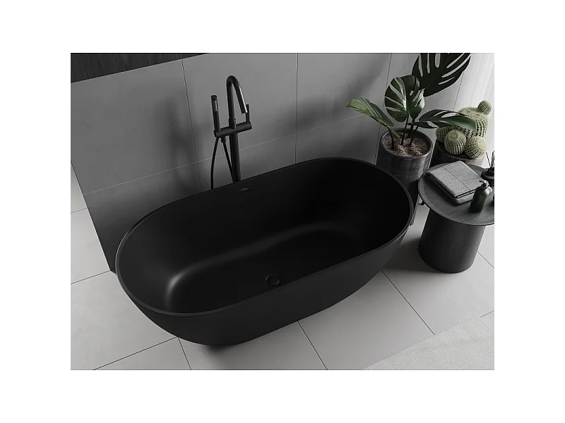 Mexen Rimini baignoire autoportante en conglomérat 150 x 75 cm, noir mat - 57241507570