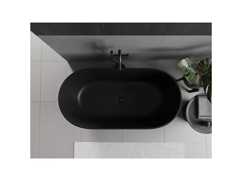 Mexen Rimini baignoire autoportante en conglomérat 150 x 75 cm, noir mat - 57241507570