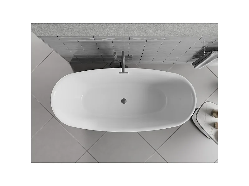 Mexen Luvo Slim wanna wolnostojąca 170 x 75 cm, biała/czarna, przelew gun gray szczotkowany - 52801707575-66