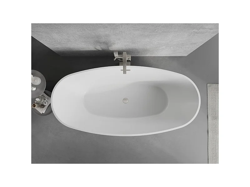 Mexen Lira vrijstaande badkuip patroon 170 x 80 cm, wit, overloop geborsteld nikkel - 52831708000-97