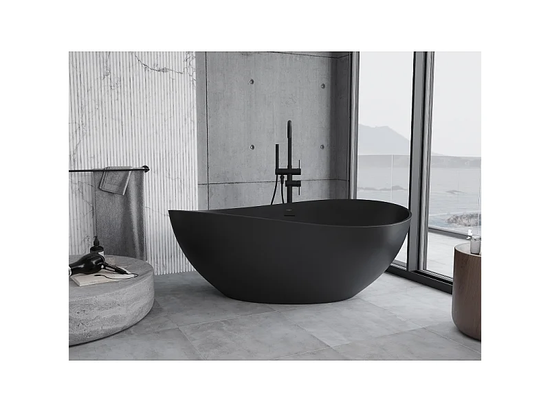 Mexen Parma baignoire autoportante en conglomérat 160 x 95 cm, noir mat - 57231609570