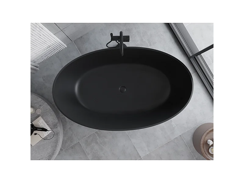Mexen Parma baignoire autoportante en conglomérat 160 x 95 cm, noir mat - 57231609570