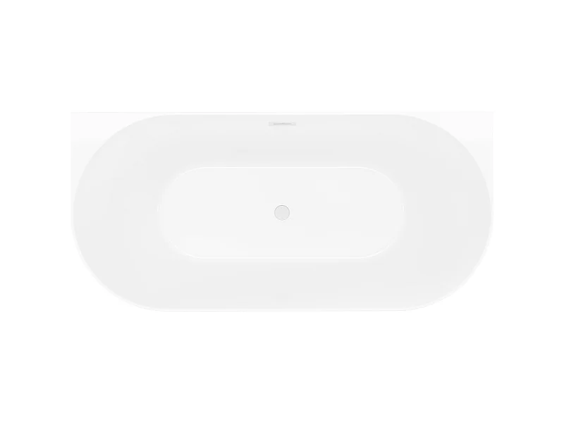 Mexen Oval Slim freistehende an der Wand befestigte Badewanne 170 x 80 cm, weiß/schwarz, weißer Überlauf - 52661708075-20