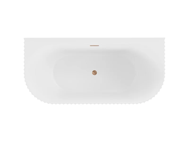 Mexen Sella baignoire autoportante adossée rainurée 170 x 80 cm, blanc mat, trop-plein en cuivre brossé - 52711708001-65