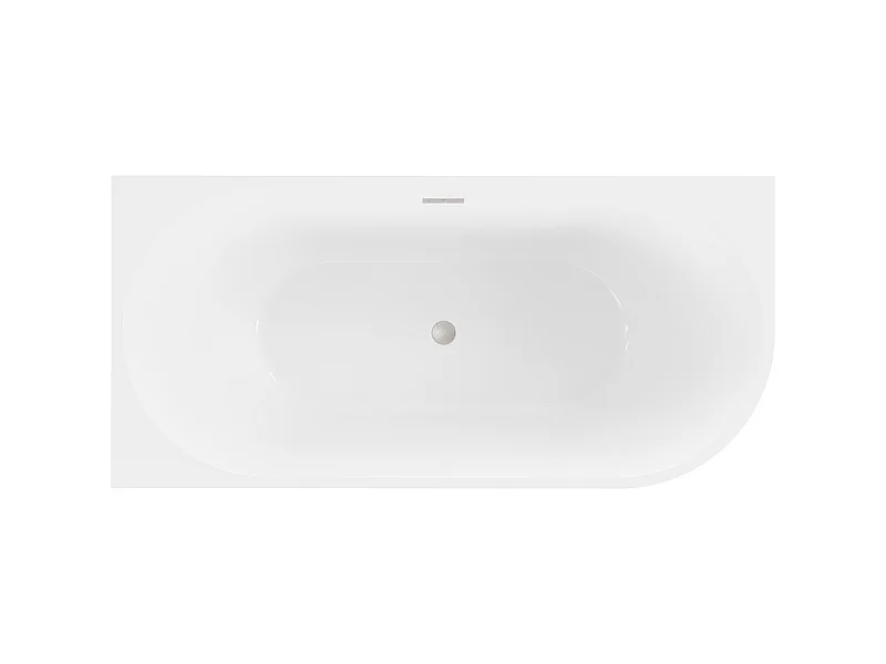 Mexen Mia vrijstaande hoekbadkuip links 170 x 80 cm, wit/zwart, overloop geborsteld nikkel - 52691708075L-97